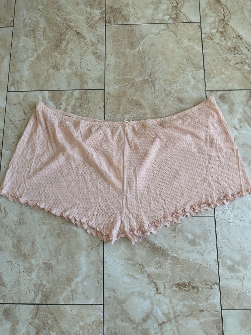 Doen Blush Pink Ruffled Hem Lounge Shorts